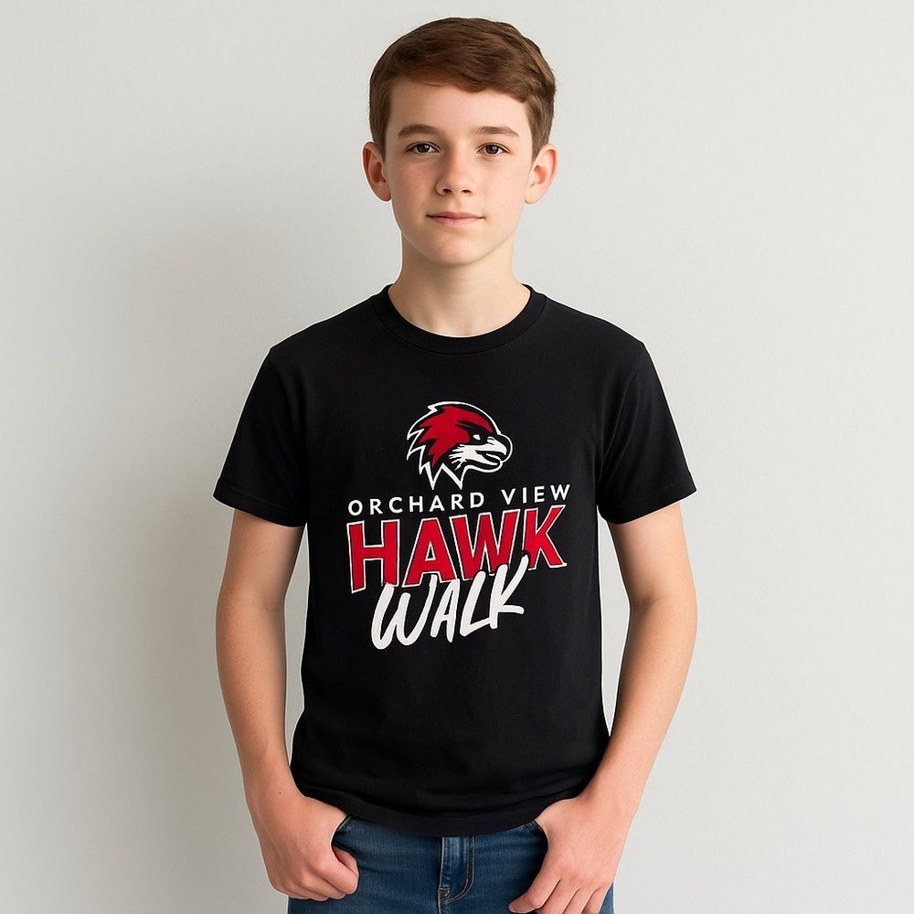 Forest Hills Orchard View Hawk Walk Red Black T-shirt Kids Large